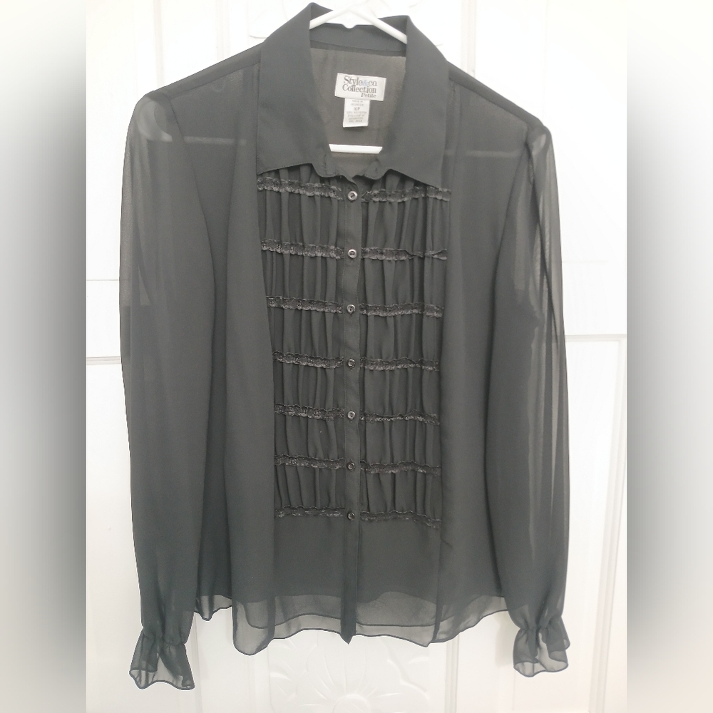 Style & Co. Black Sheer Blouse